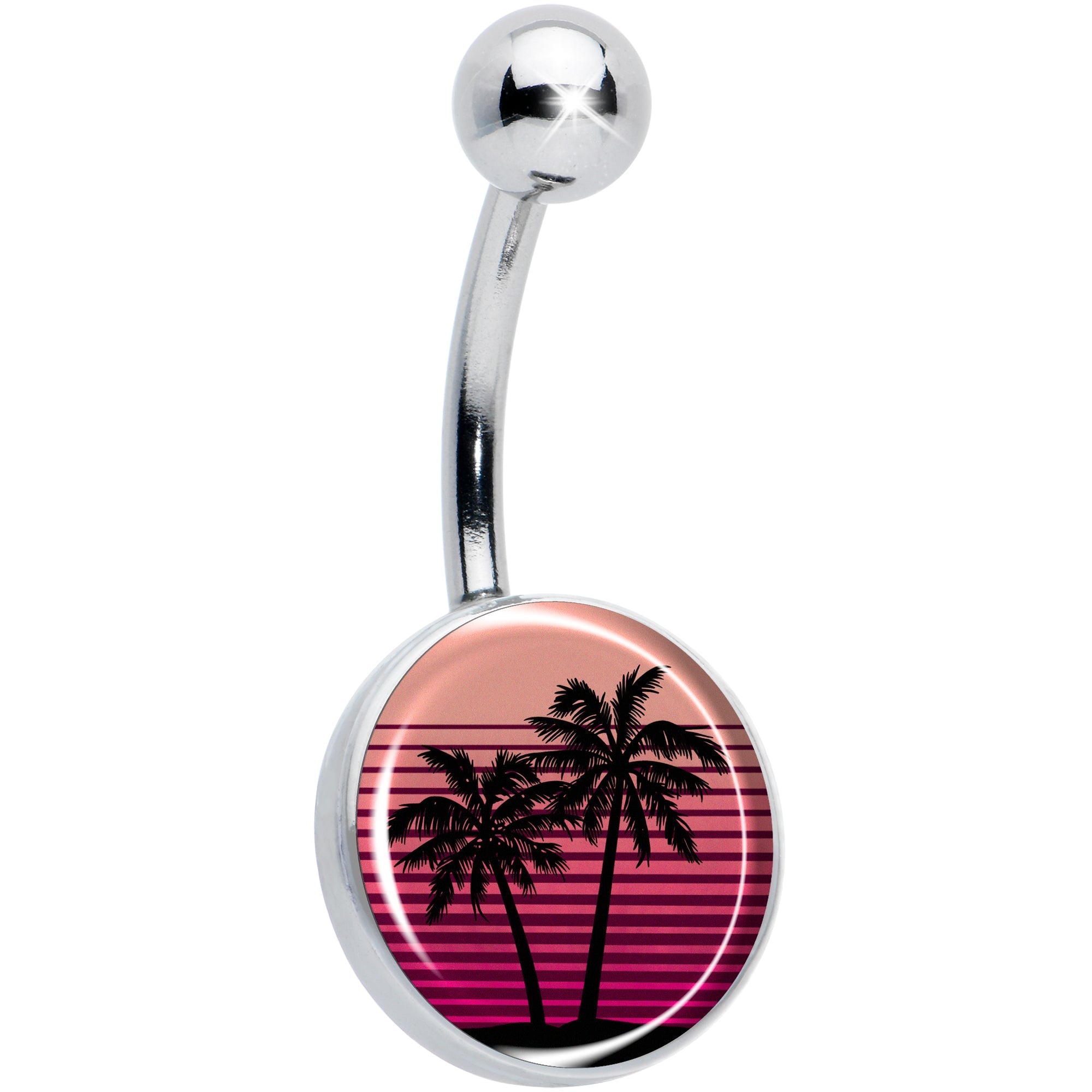 BodyCandy Palm Tree Retro Sunset Belly Ring by Onyx O — main product shot