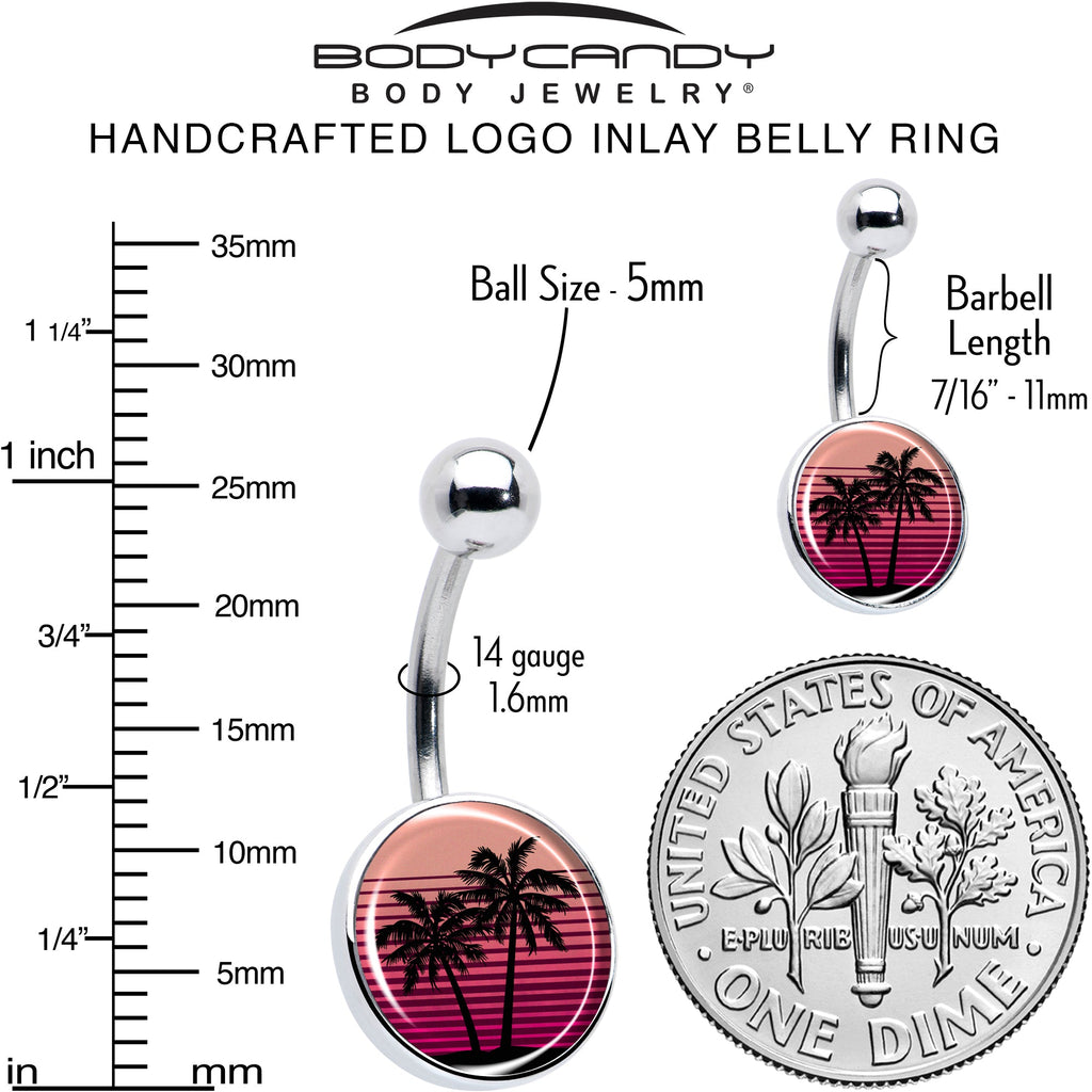 BodyCandy Palm Tree Retro Sunset Belly Ring by Onyx O — alternative angle