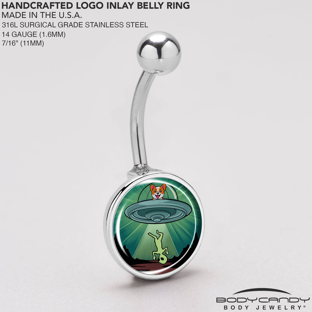 BodyCandy Reverse Alien UFO AbductionBelly Ring by Onyx O — back view