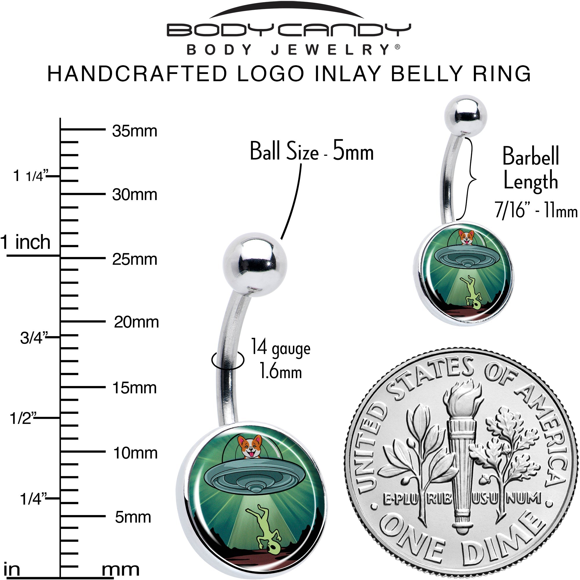 BodyCandy Reverse Alien UFO AbductionBelly Ring by Onyx O — alternative angle