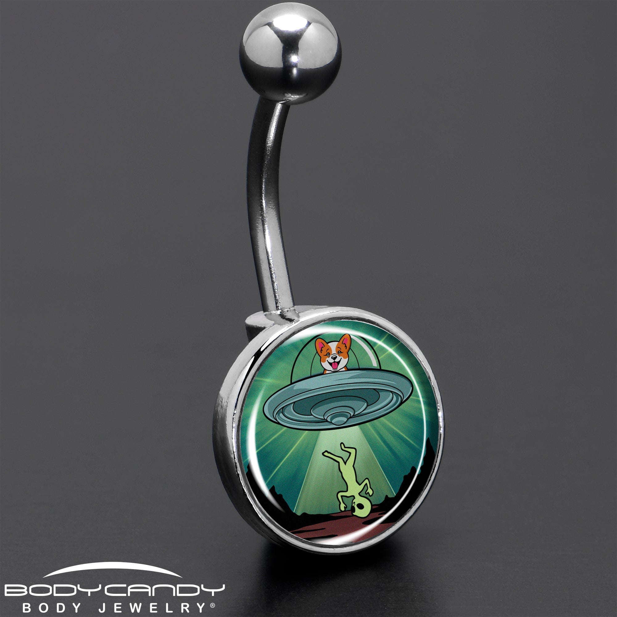 BodyCandy Reverse Alien UFO AbductionBelly Ring by Onyx O — size reference