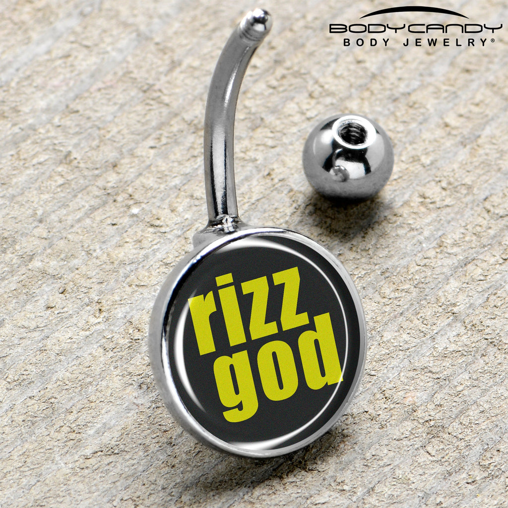 BodyCandy RIZZ GOD Belly Ring by Onyx O — side view
