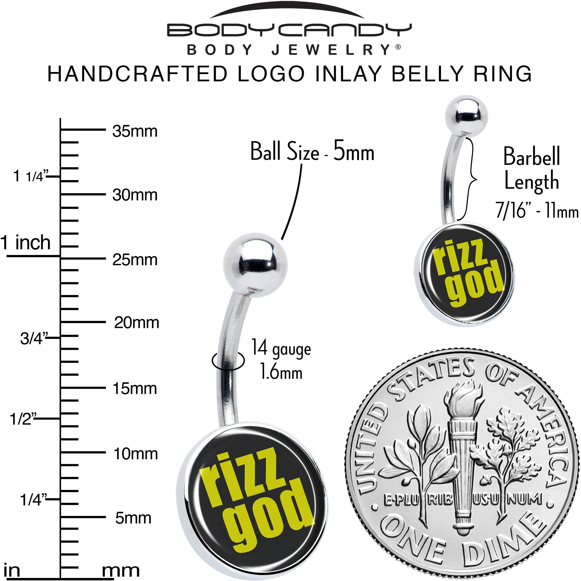 BodyCandy RIZZ GOD Belly Ring by Onyx O — lifestyle context
