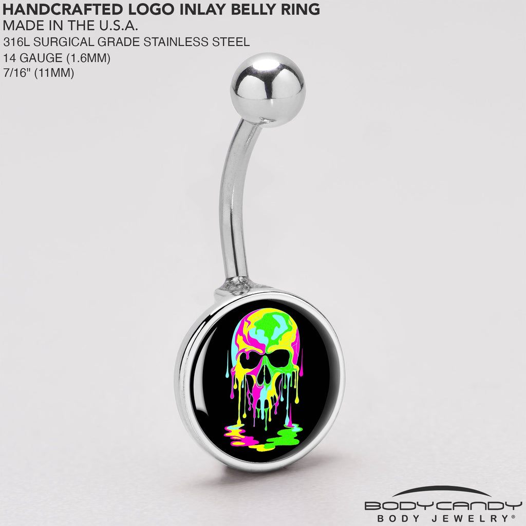 BodyCandy Ultra Bright Melting Skull Belly Ring by Onyx O — back view