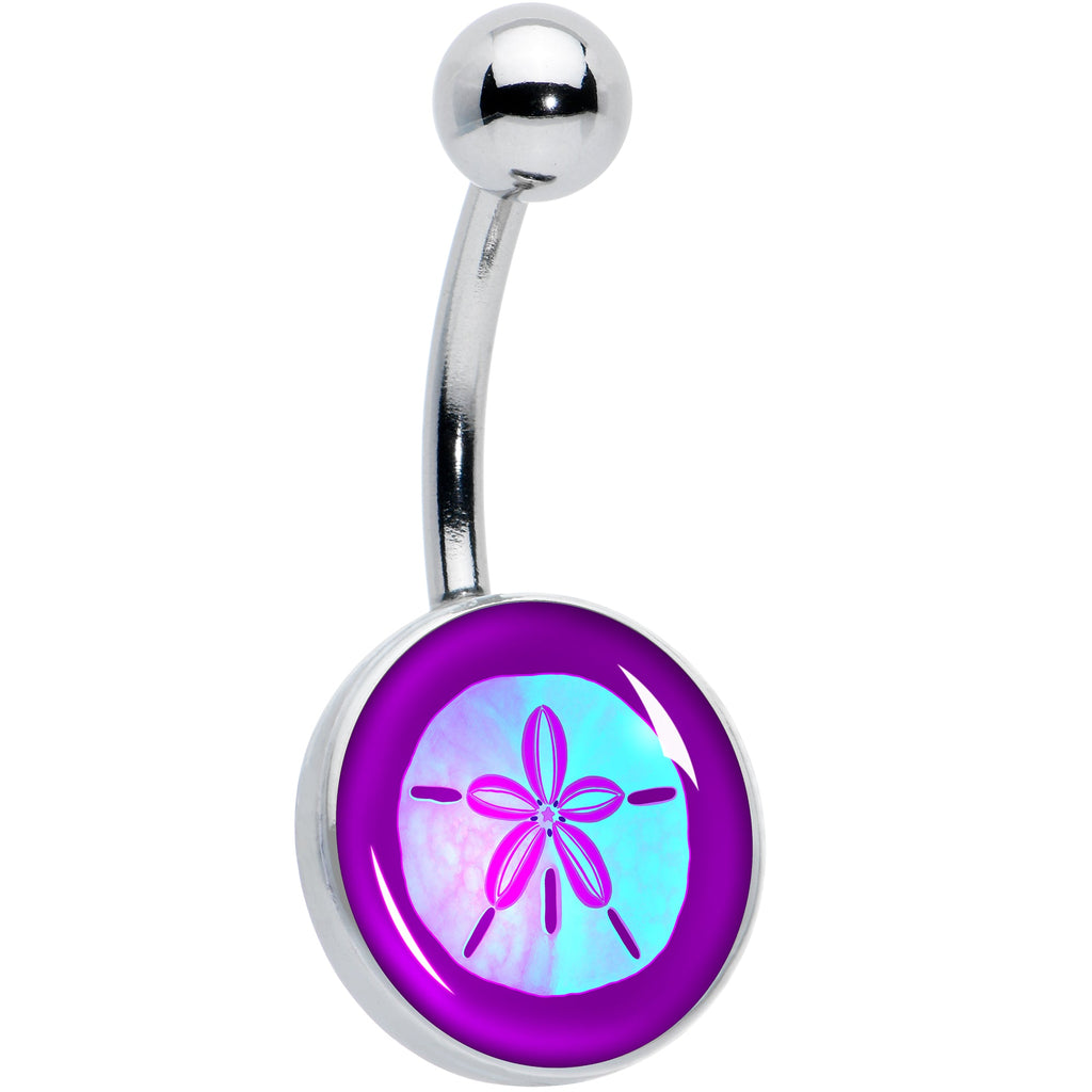 BodyCandy Purple Nautical Sand Dollar Belly Ring by Onyx O — main product shot