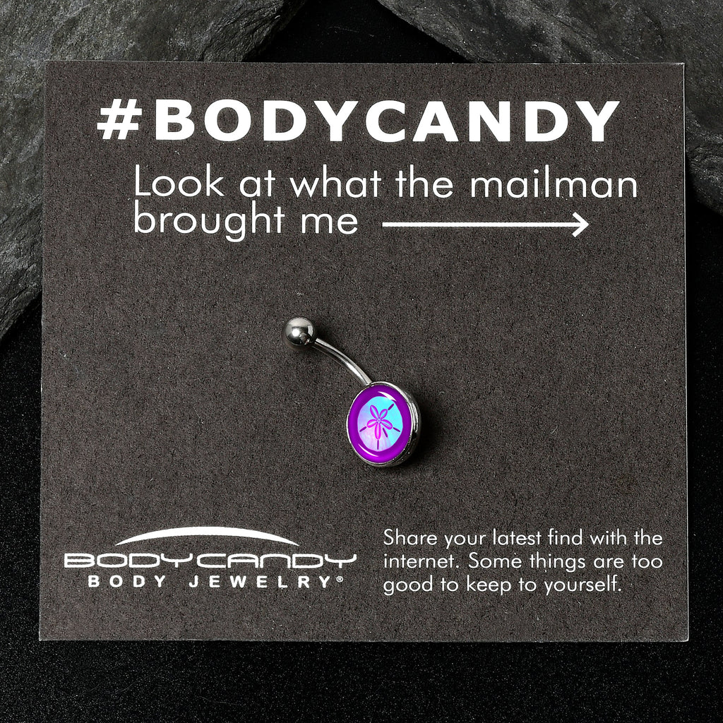 BodyCandy Purple Nautical Sand Dollar Belly Ring by Onyx O — back view