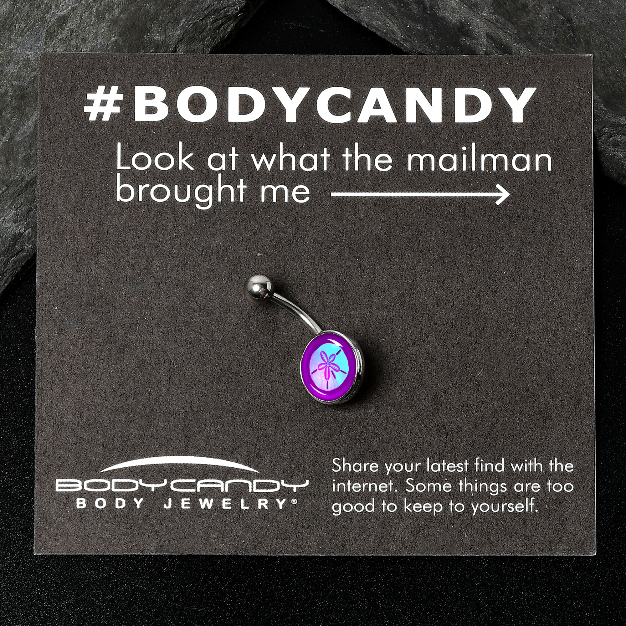 BodyCandy Purple Nautical Sand Dollar Belly Ring by Onyx O — back view