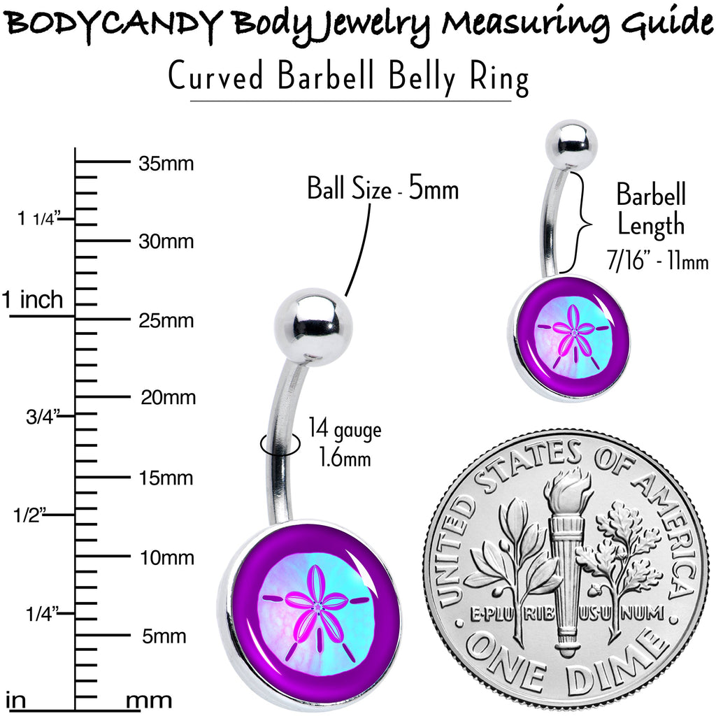BodyCandy Purple Nautical Sand Dollar Belly Ring by Onyx O — alternative angle
