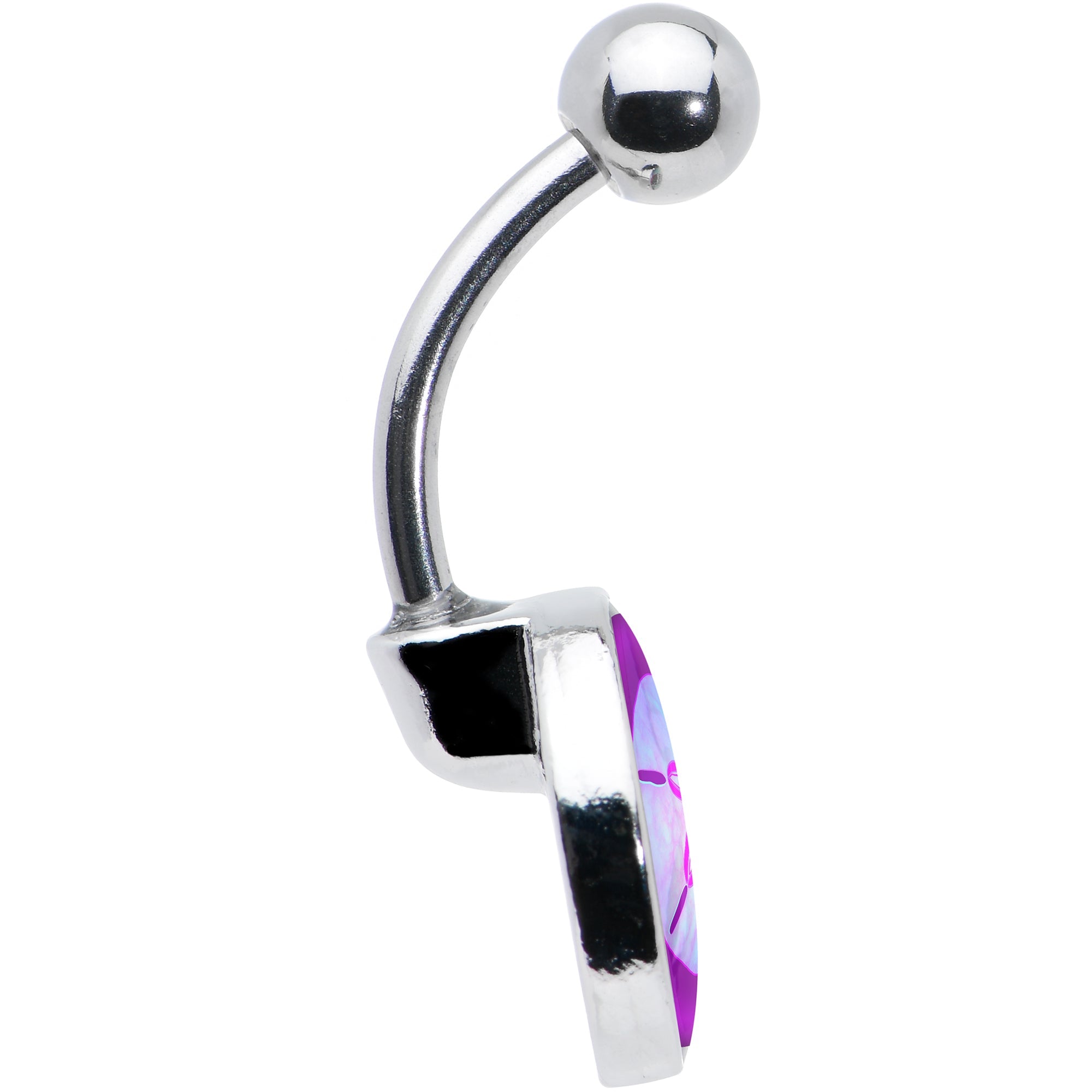 BodyCandy Purple Nautical Sand Dollar Belly Ring by Onyx O — in-use photo