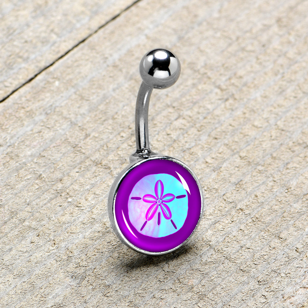 BodyCandy Purple Nautical Sand Dollar Belly Ring by Onyx O — size reference