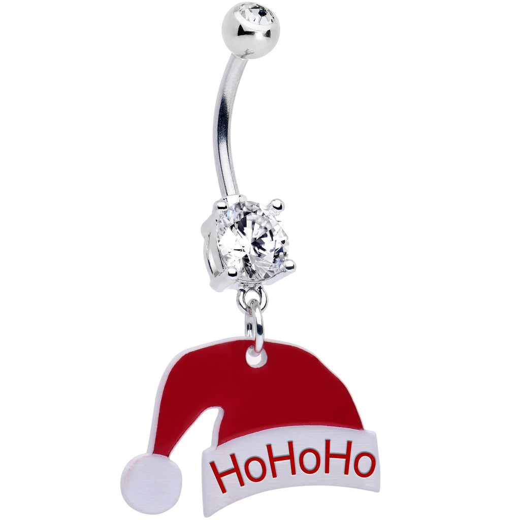 BodyCandy Custom Santa Hat Personalized Dangle Belly Ring — detail close-up