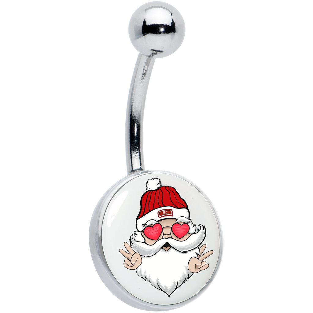 BodyCandy Christmas Peace Love Santa Belly Ring by Onyx O — main product shot