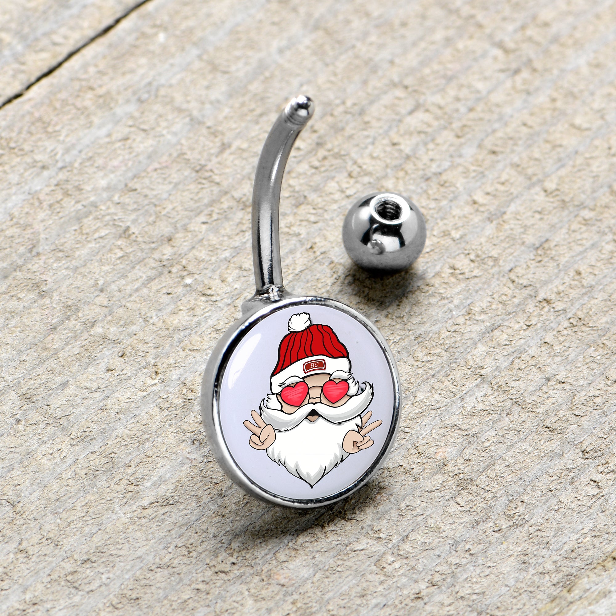BodyCandy Christmas Peace Love Santa Belly Ring by Onyx O — lifestyle context