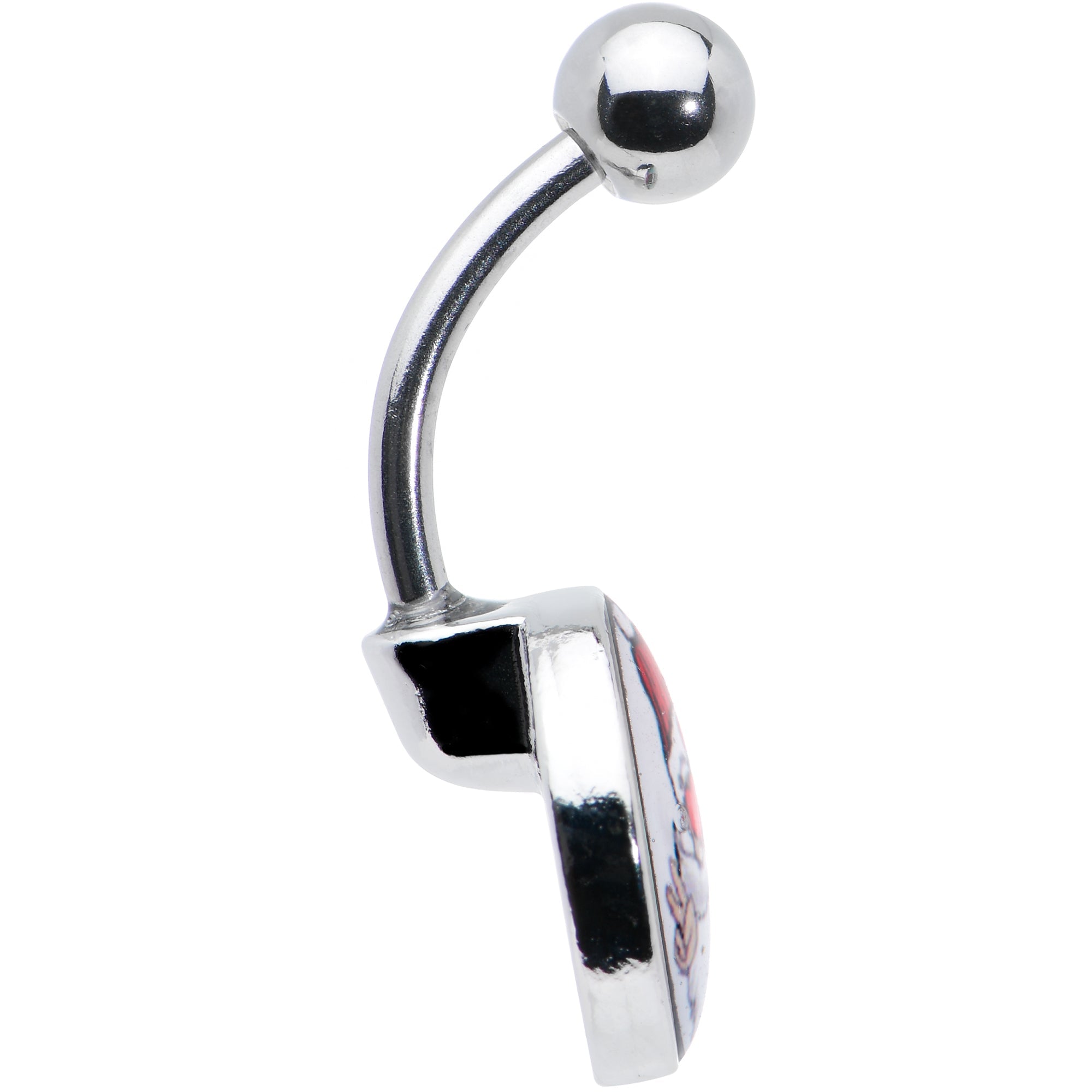 BodyCandy Christmas Peace Love Santa Belly Ring by Onyx O — side view