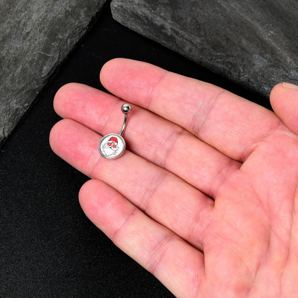 BodyCandy Christmas Peace Love Santa Belly Ring by Onyx O — back view