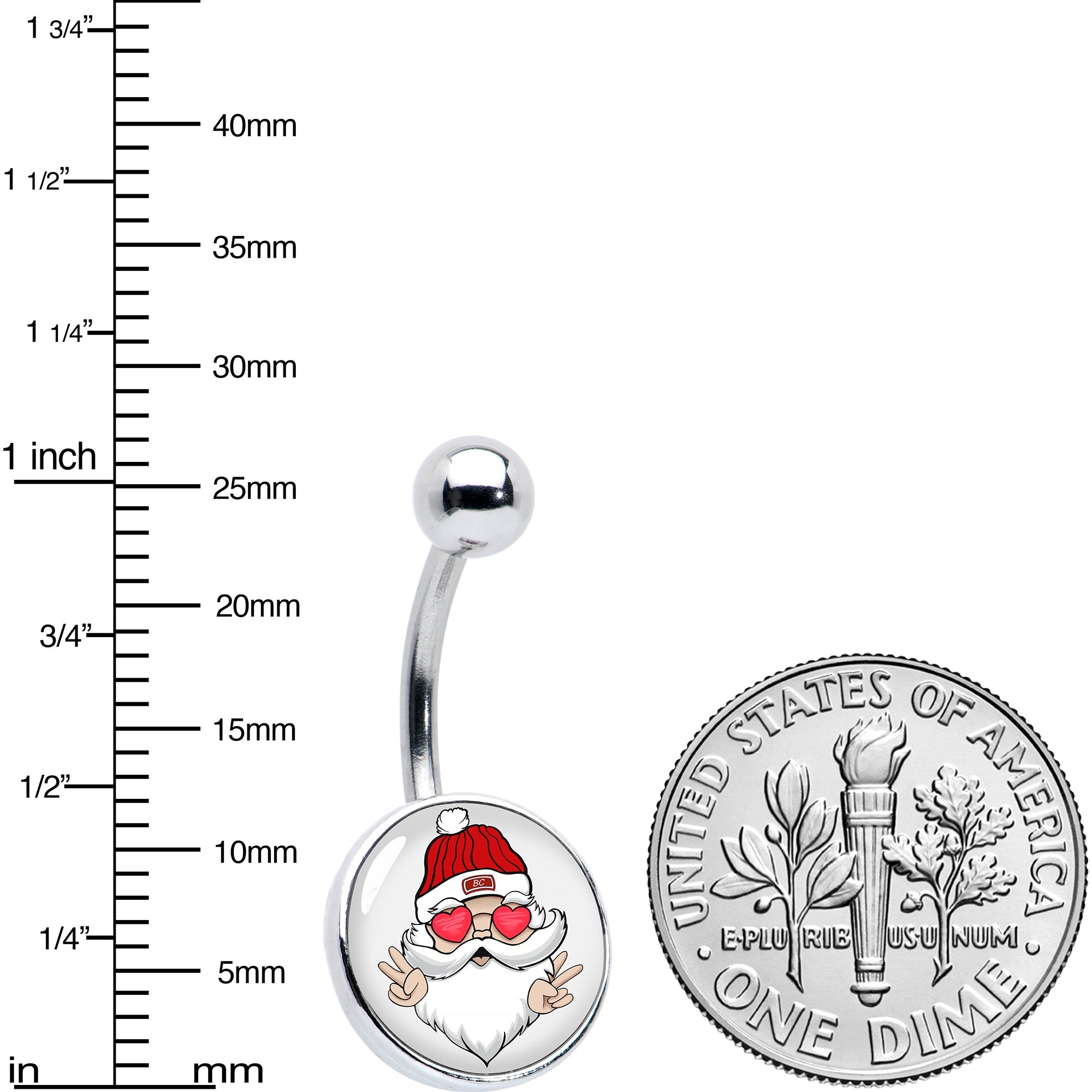 BodyCandy Christmas Peace Love Santa Belly Ring by Onyx O — alternative angle