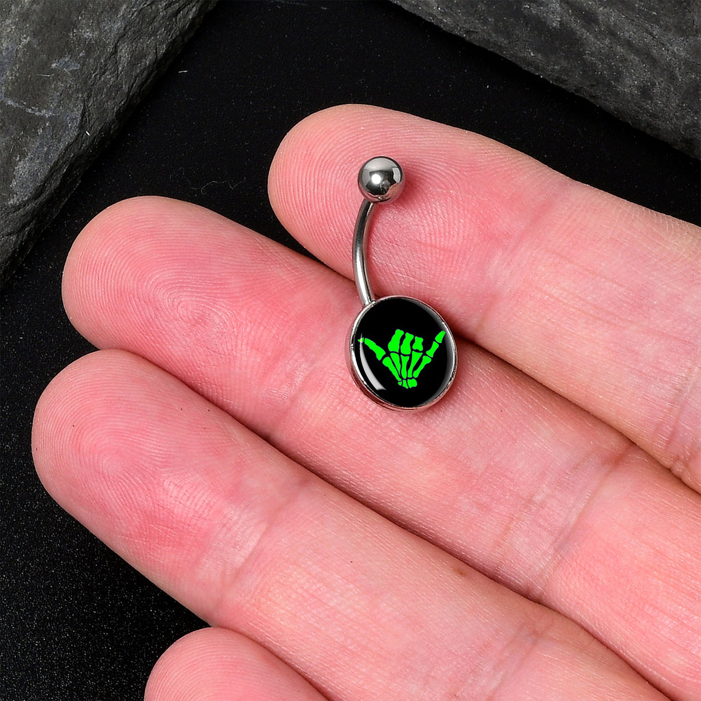 BodyCandy Shaka Hand Belly Ring by Onyx O — detail close-up