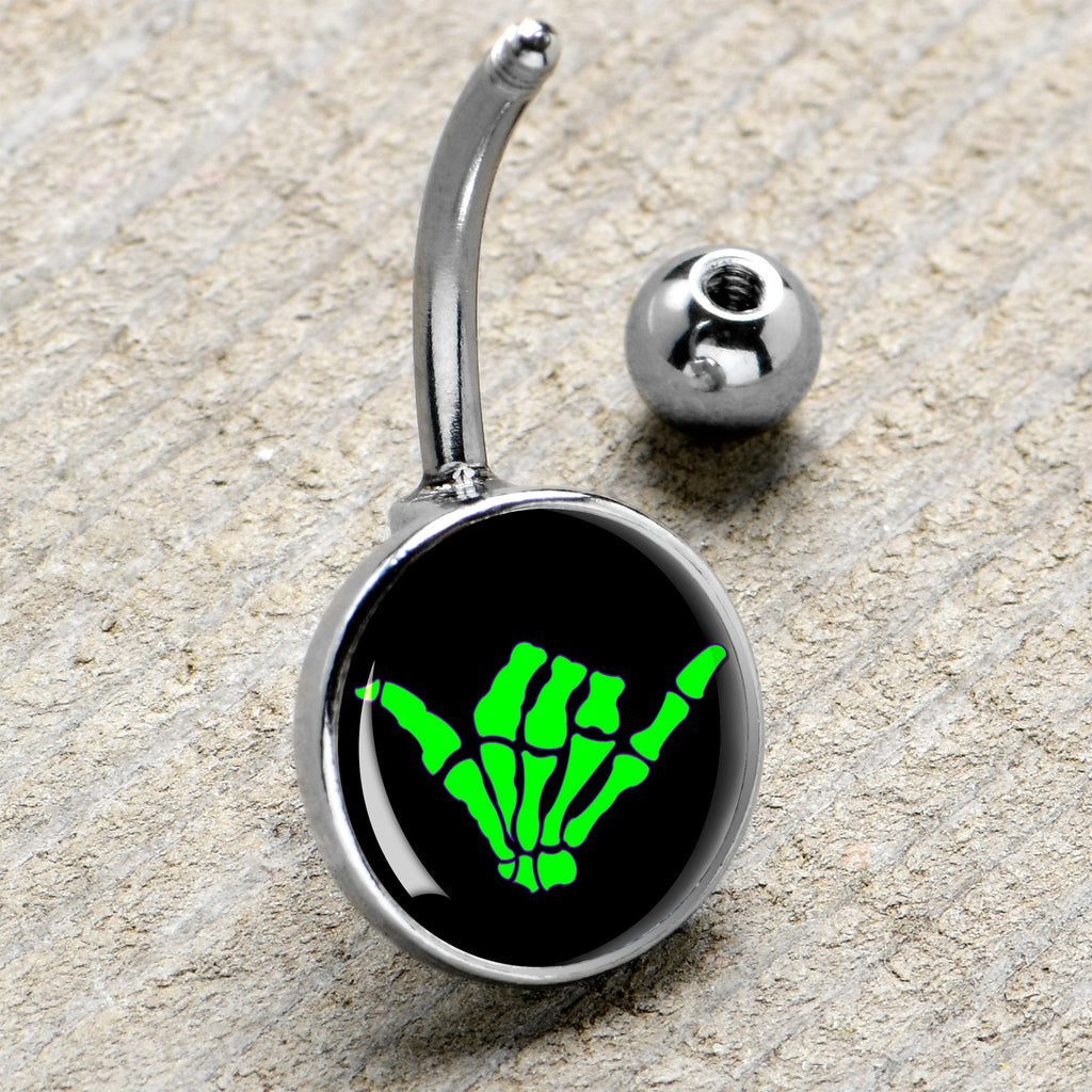 BodyCandy Shaka Hand Belly Ring by Onyx O — side view