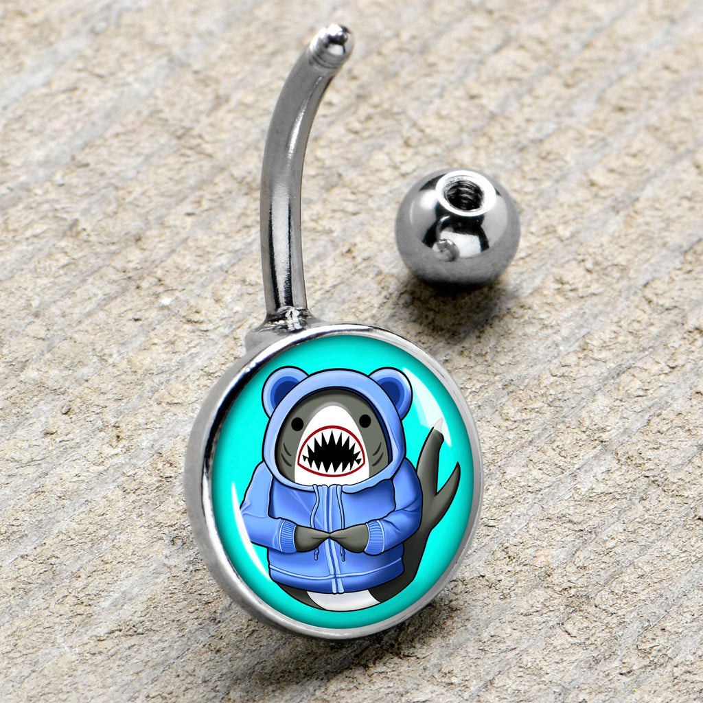 BodyCandy Shark in a Hoodie Belly Ring by Onyx O — side view
