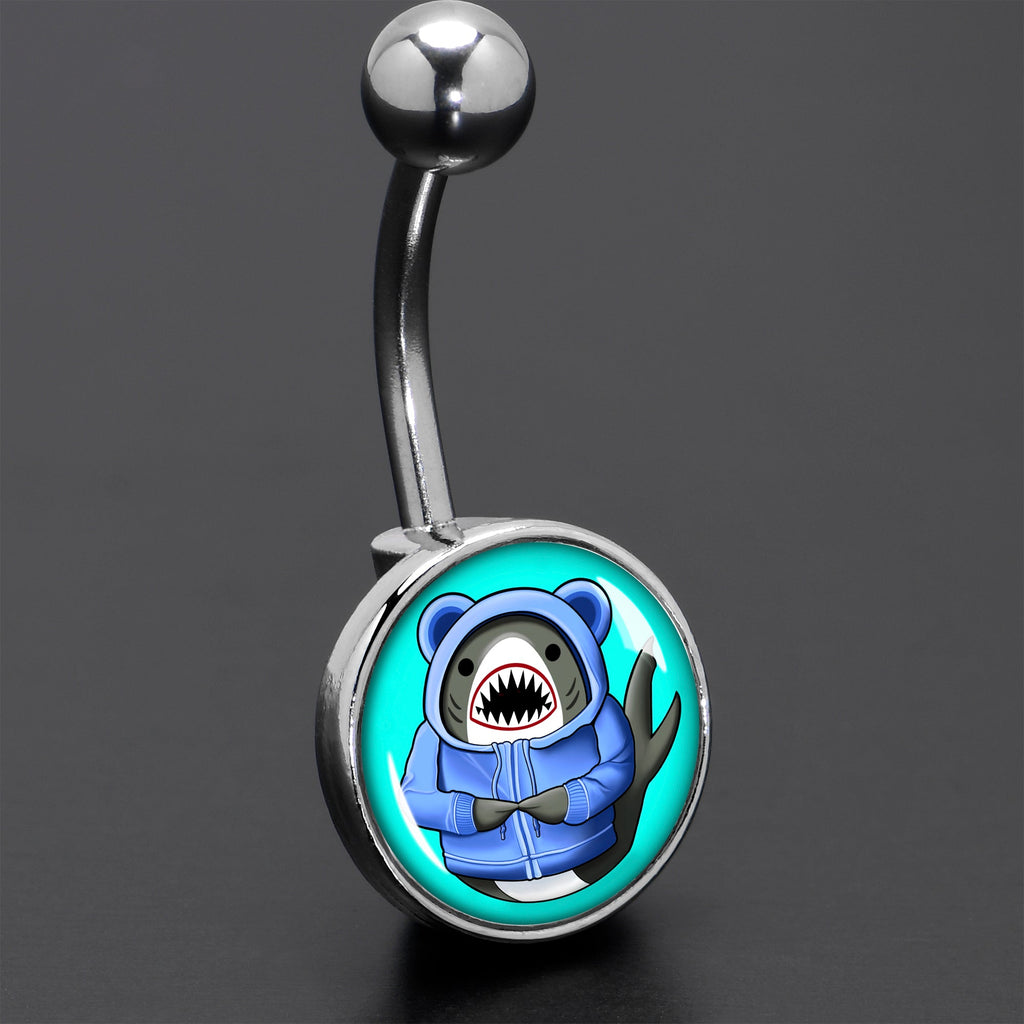 BodyCandy Shark in a Hoodie Belly Ring by Onyx O — size reference
