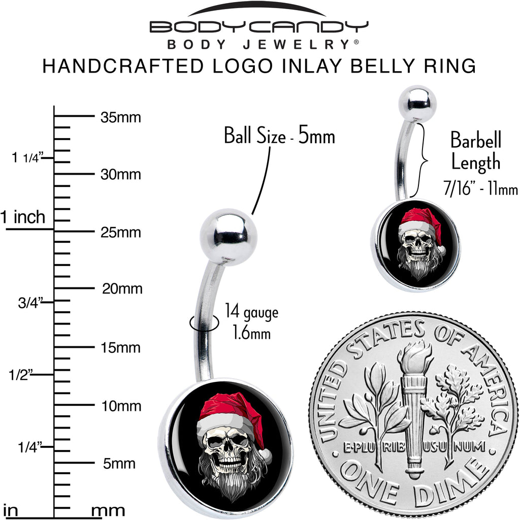 BodyCandy Holiday Skeleton Santa Claus Belly Ring by Onyx O — back view
