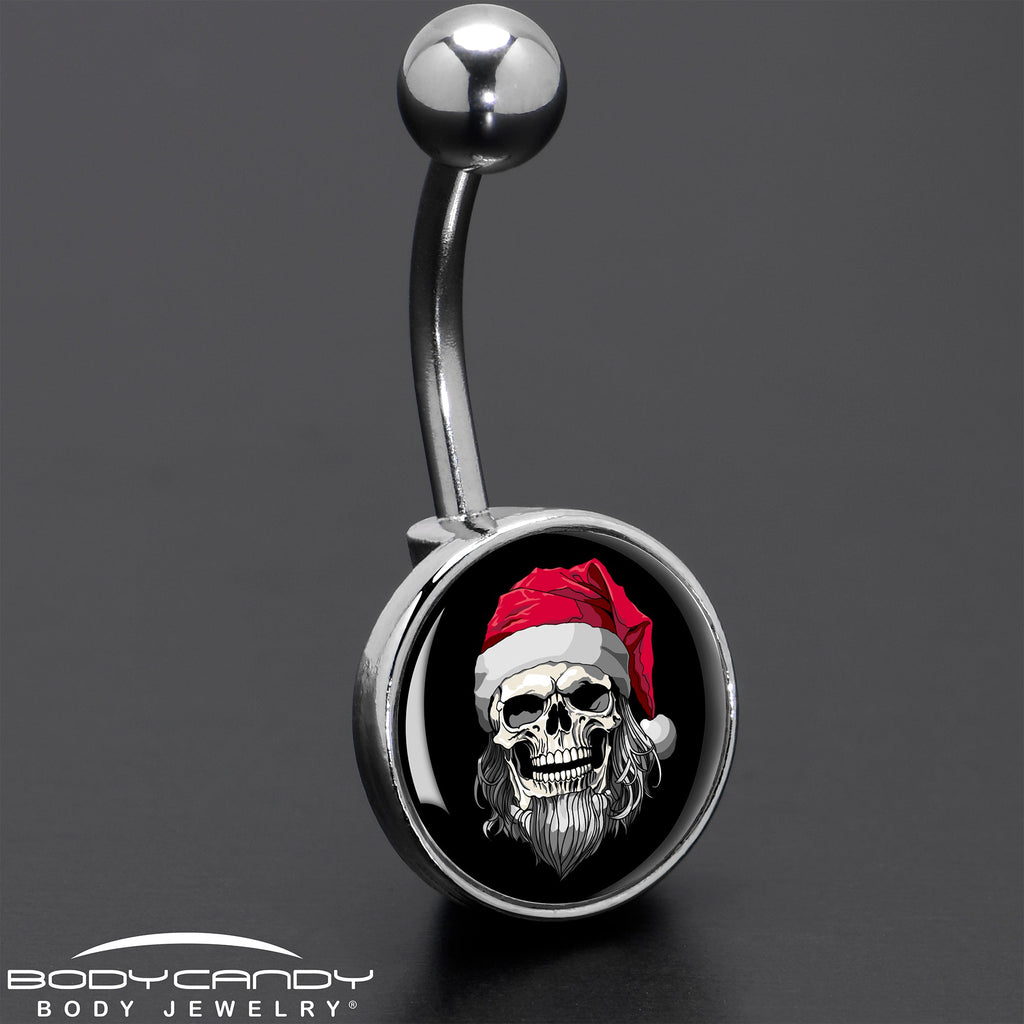 BodyCandy Holiday Skeleton Santa Claus Belly Ring by Onyx O — in-use photo