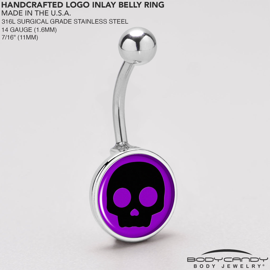 BodyCandy Purple Black Simple Skull Belly Ring by Onyx O — back view