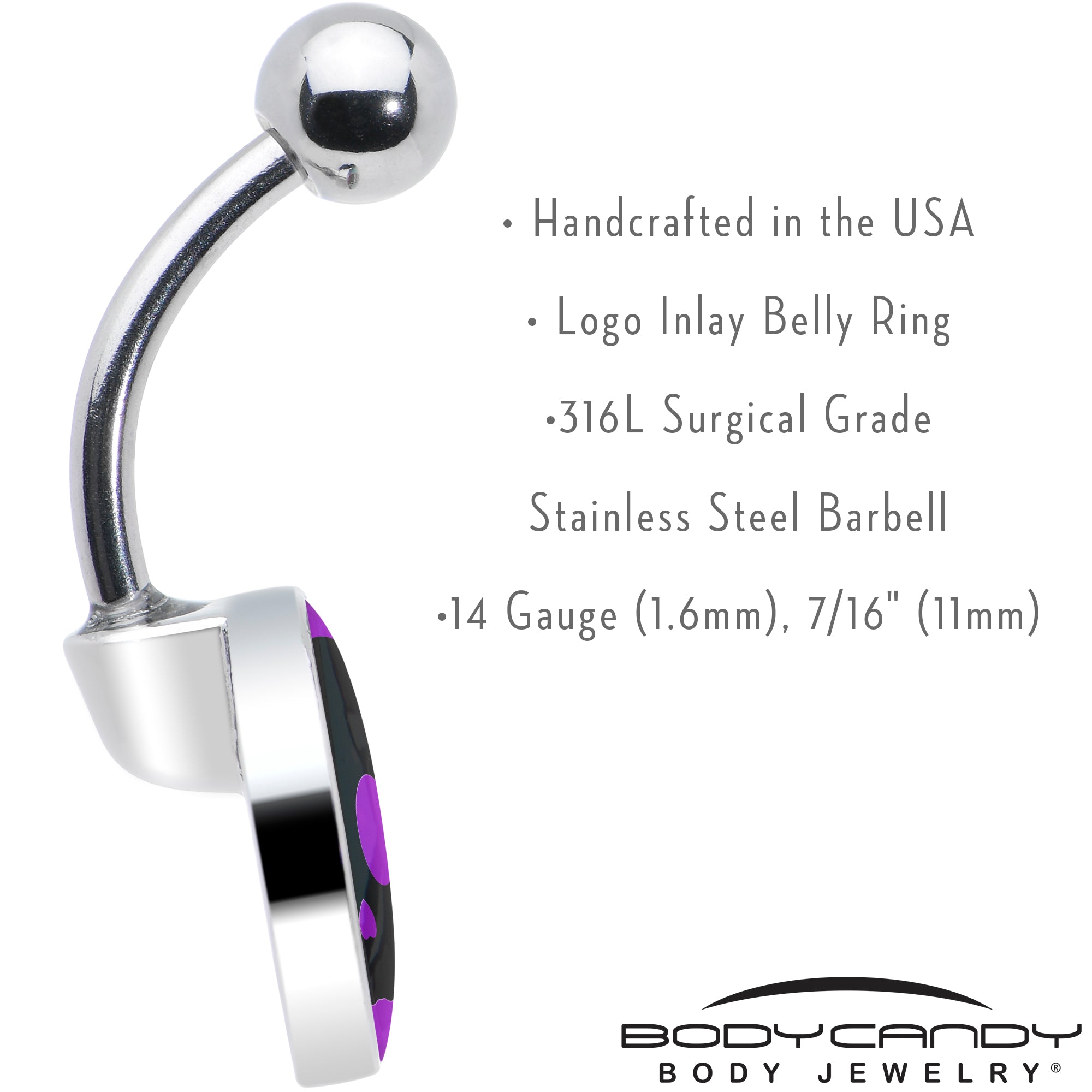 BodyCandy Purple Black Simple Skull Belly Ring by Onyx O — in-use photo