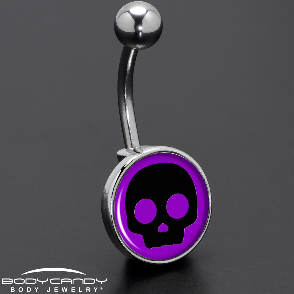 BodyCandy Purple Black Simple Skull Belly Ring by Onyx O — size reference