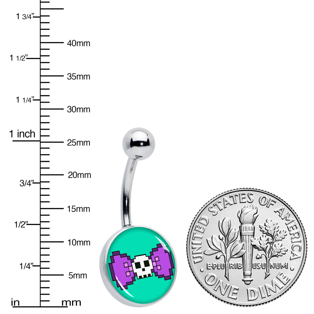 BodyCandy Retro Pixel Skull Belly Ring by Onyx O — alternative angle