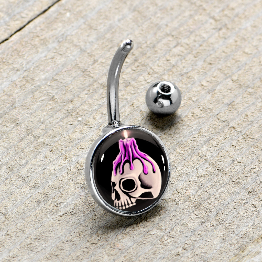 BodyCandy Burning Skull Candle Belly Ring by Onyx O — lifestyle context