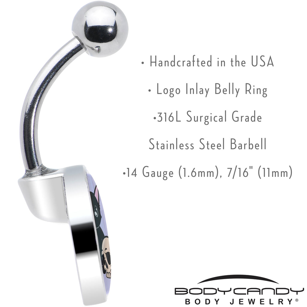 BodyCandy Skull Cat Belly Ring by Onyx O — in-use photo