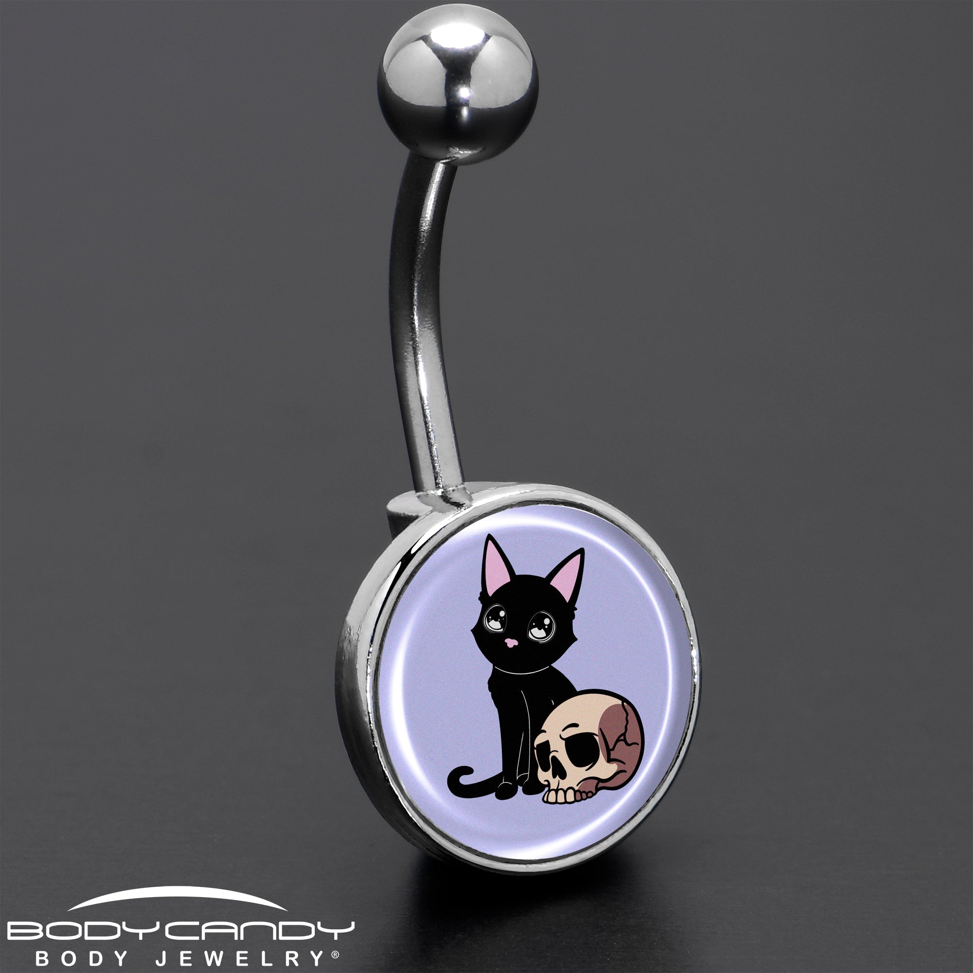 BodyCandy Skull Cat Belly Ring by Onyx O — size reference