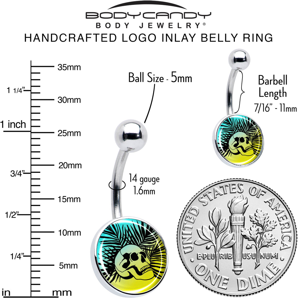 BodyCandy Blue Haze Sunset Skull and Palms Belly Ring by Onyx O — alternative angle