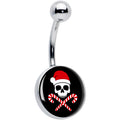 BodyCandy Santa Pirate Candy Cane Skull Belly Ring by Onyx O — main product shot