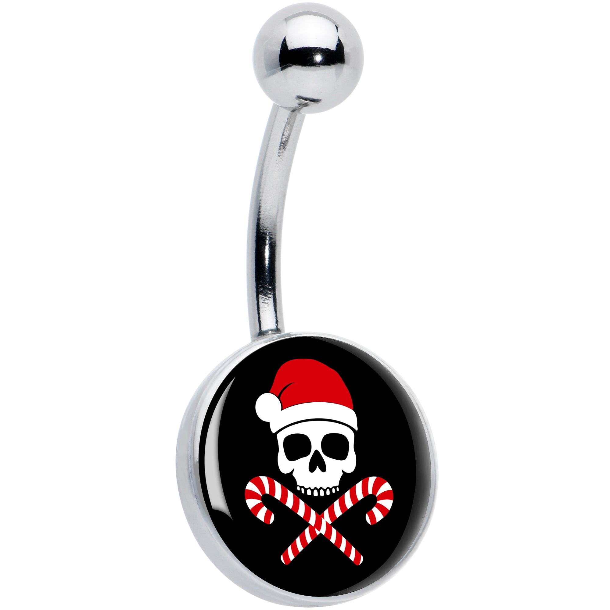 BodyCandy Santa Pirate Candy Cane Skull Belly Ring by Onyx O — main product shot