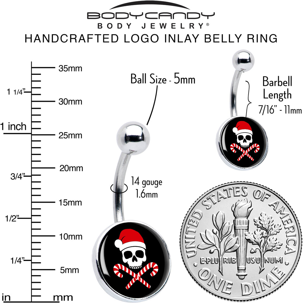 BodyCandy Santa Pirate Candy Cane Skull Belly Ring by Onyx O — alternative angle