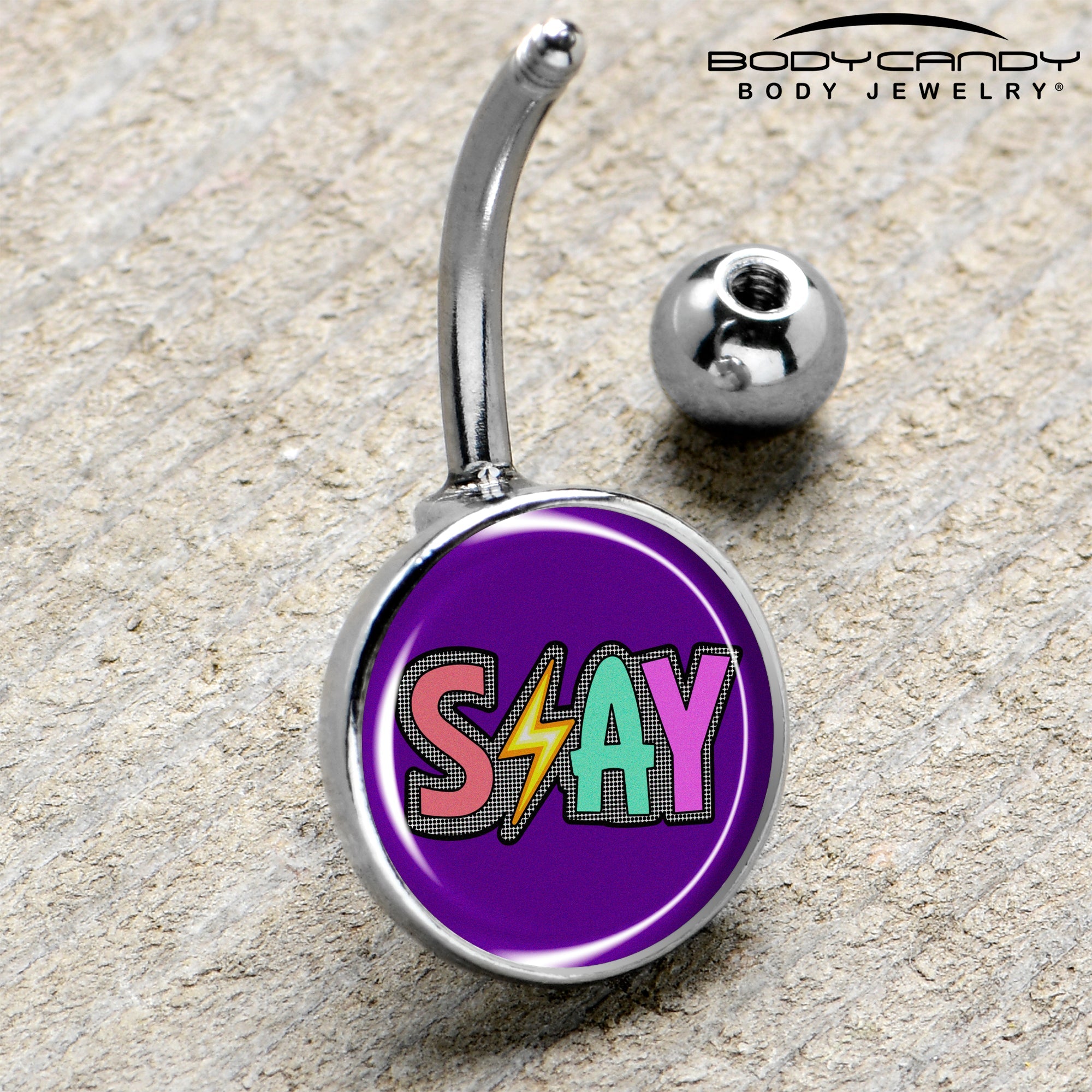 BodyCandy Colorful Lighting SLAY Belly Ring by Onyx O — side view