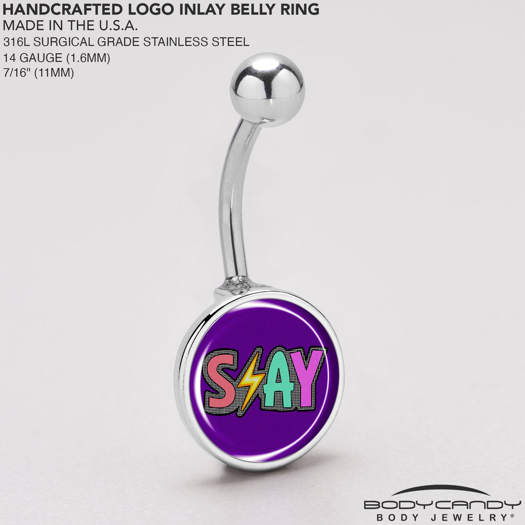 BodyCandy Colorful Lighting SLAY Belly Ring by Onyx O — back view