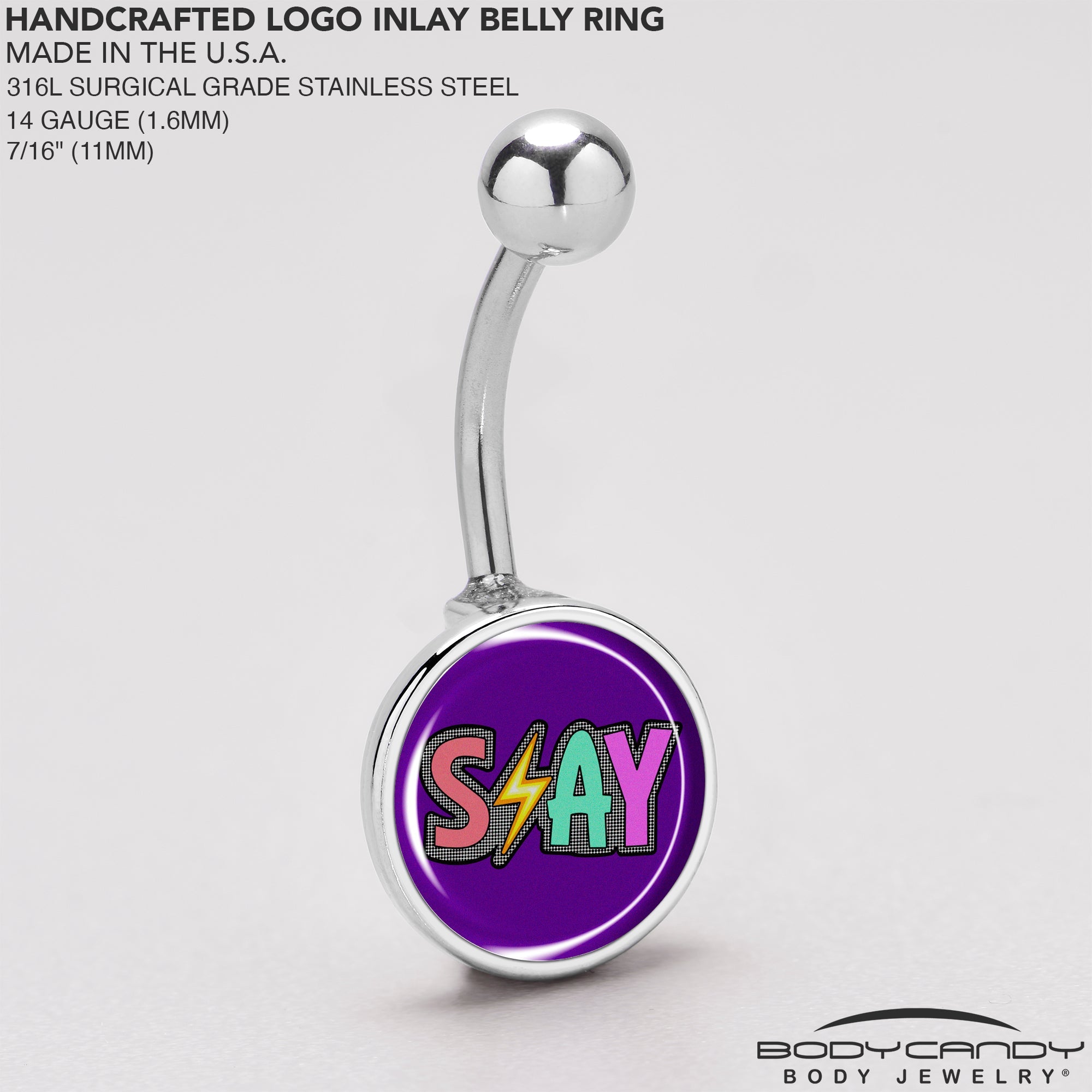 BodyCandy Colorful Lighting SLAY Belly Ring by Onyx O — back view
