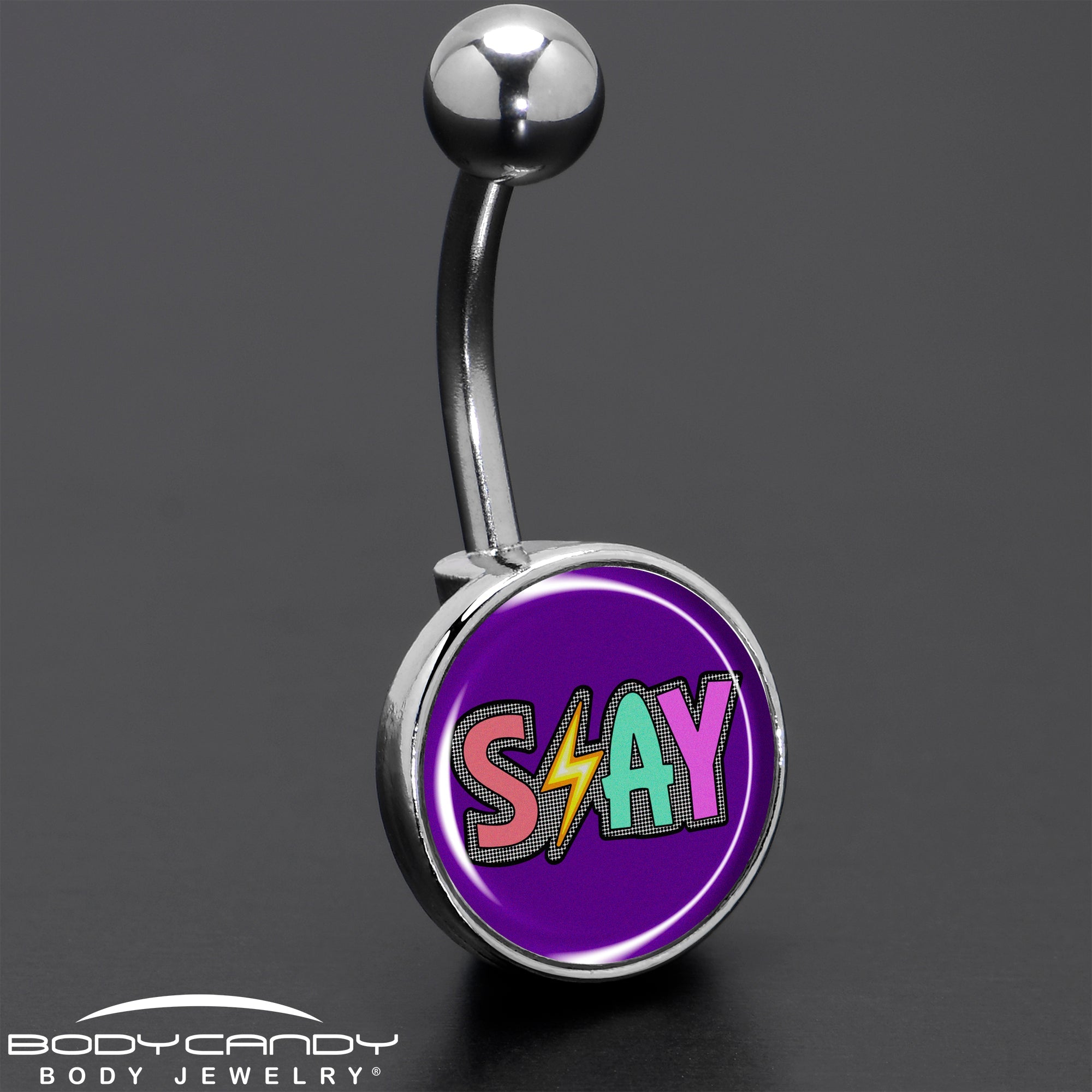 BodyCandy Colorful Lighting SLAY Belly Ring by Onyx O — size reference