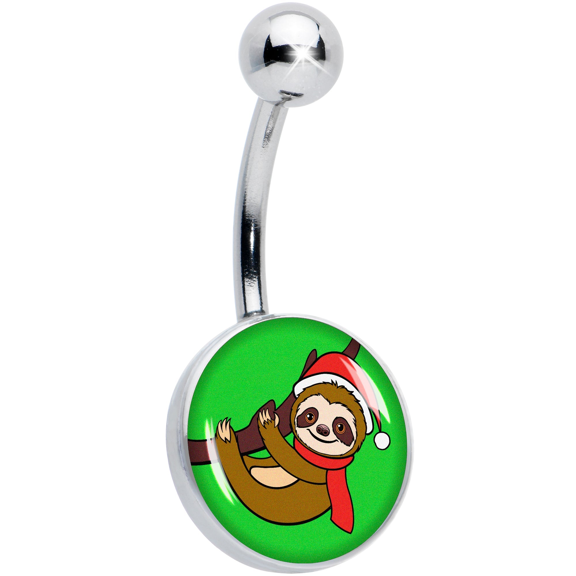 BodyCandy Holiday Santa Sloth Belly Ring by Onyx O — main product shot