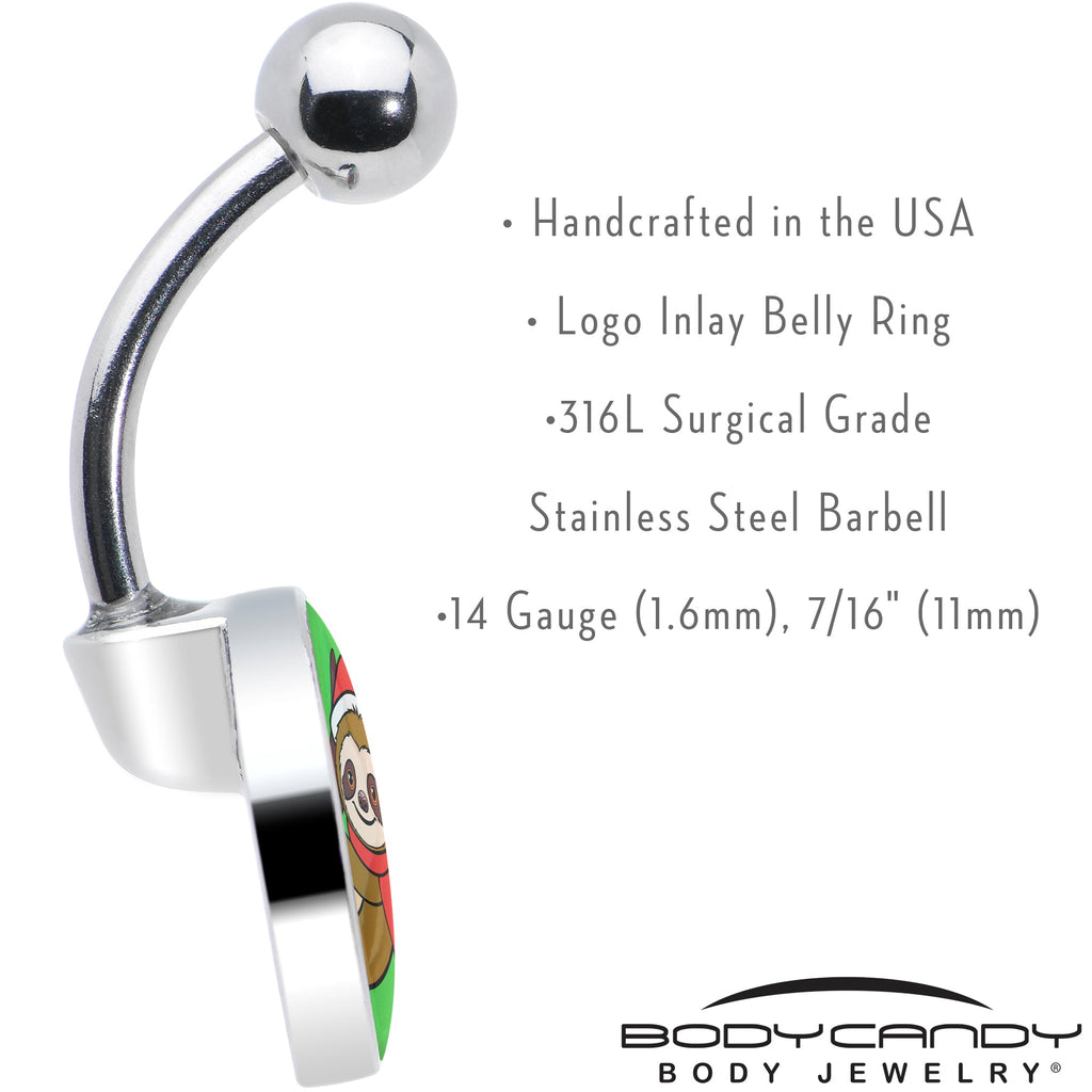 BodyCandy Holiday Santa Sloth Belly Ring by Onyx O — in-use photo