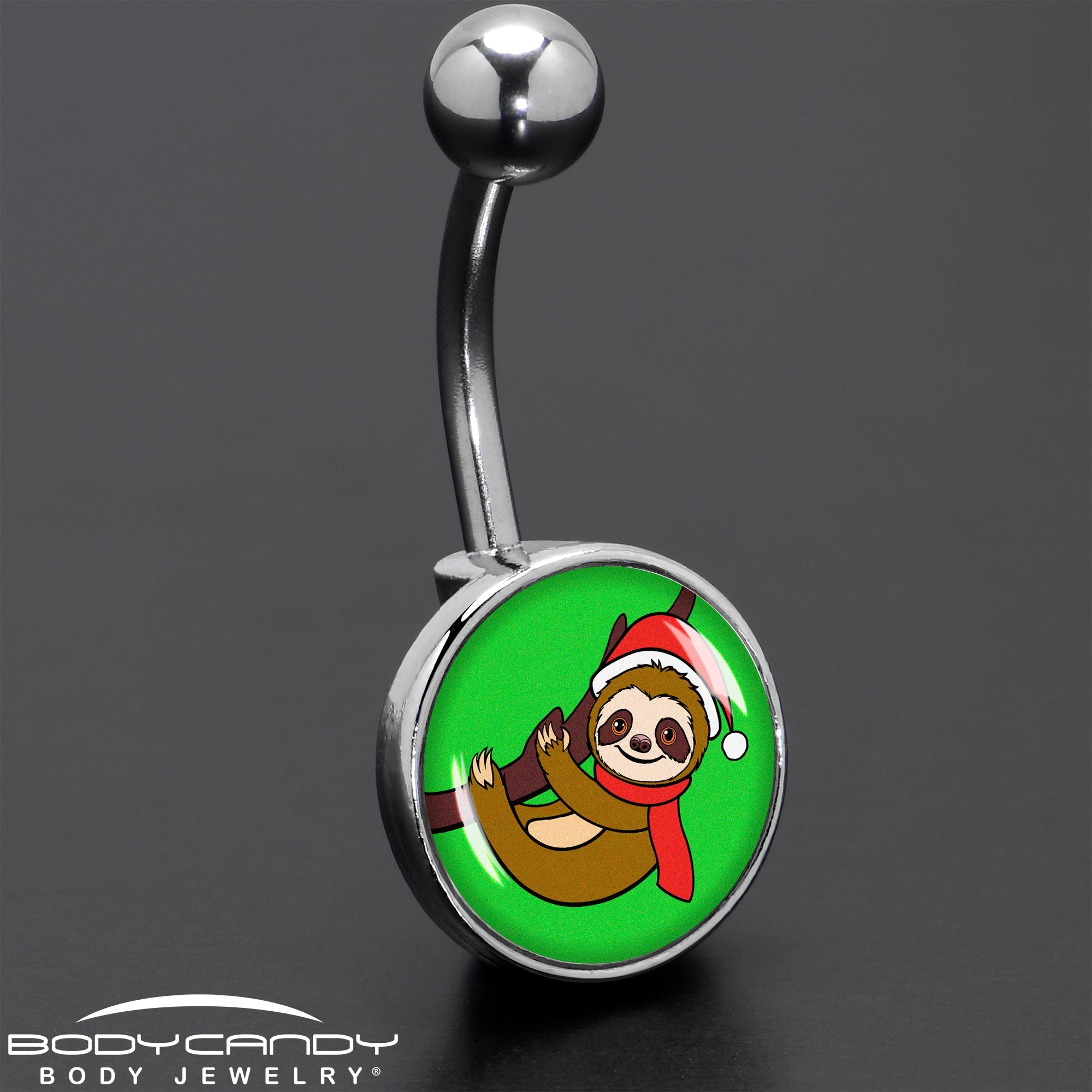 BodyCandy Holiday Santa Sloth Belly Ring by Onyx O — size reference