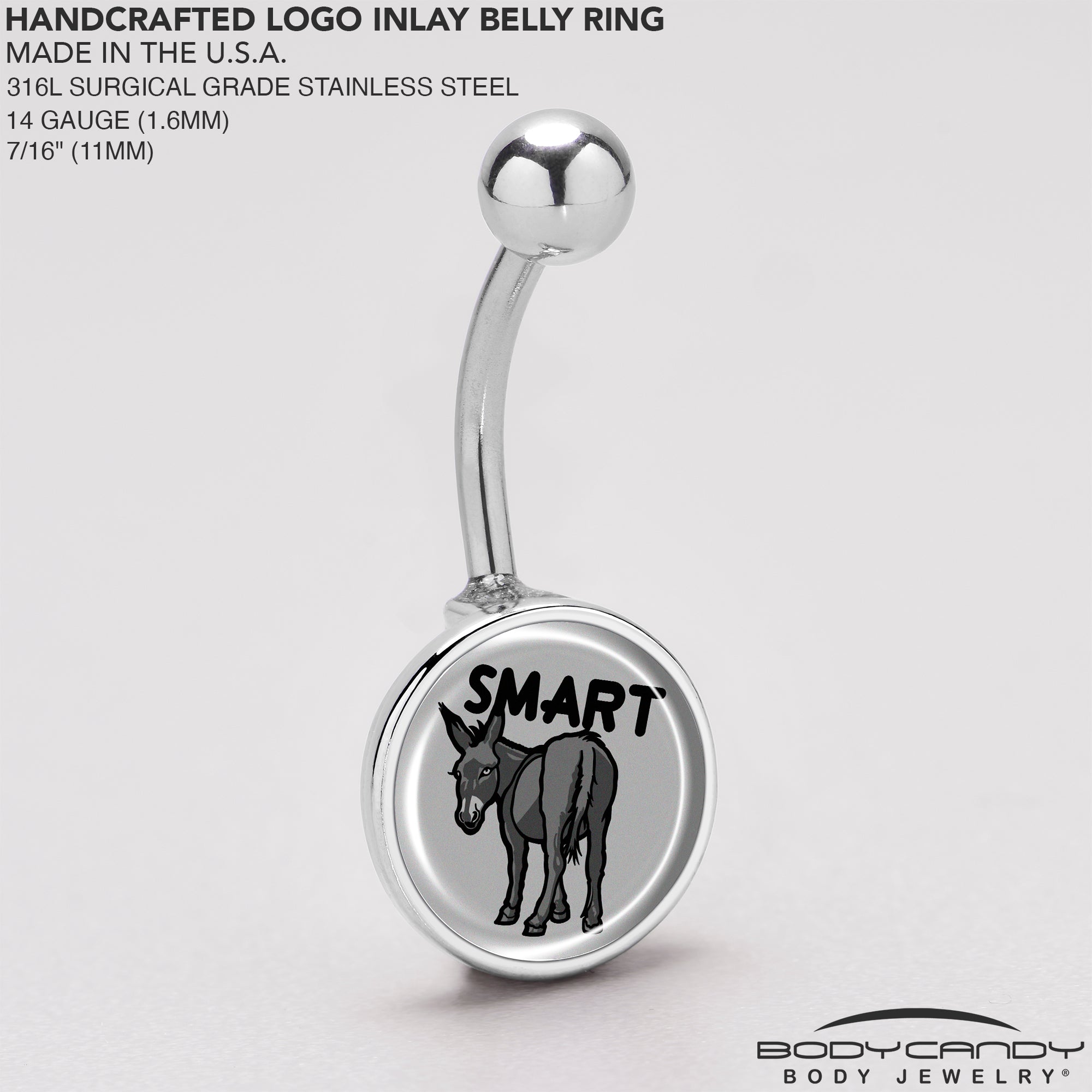 BodyCandy Donkey Smart Ass Belly Ring by Onyx O — back view