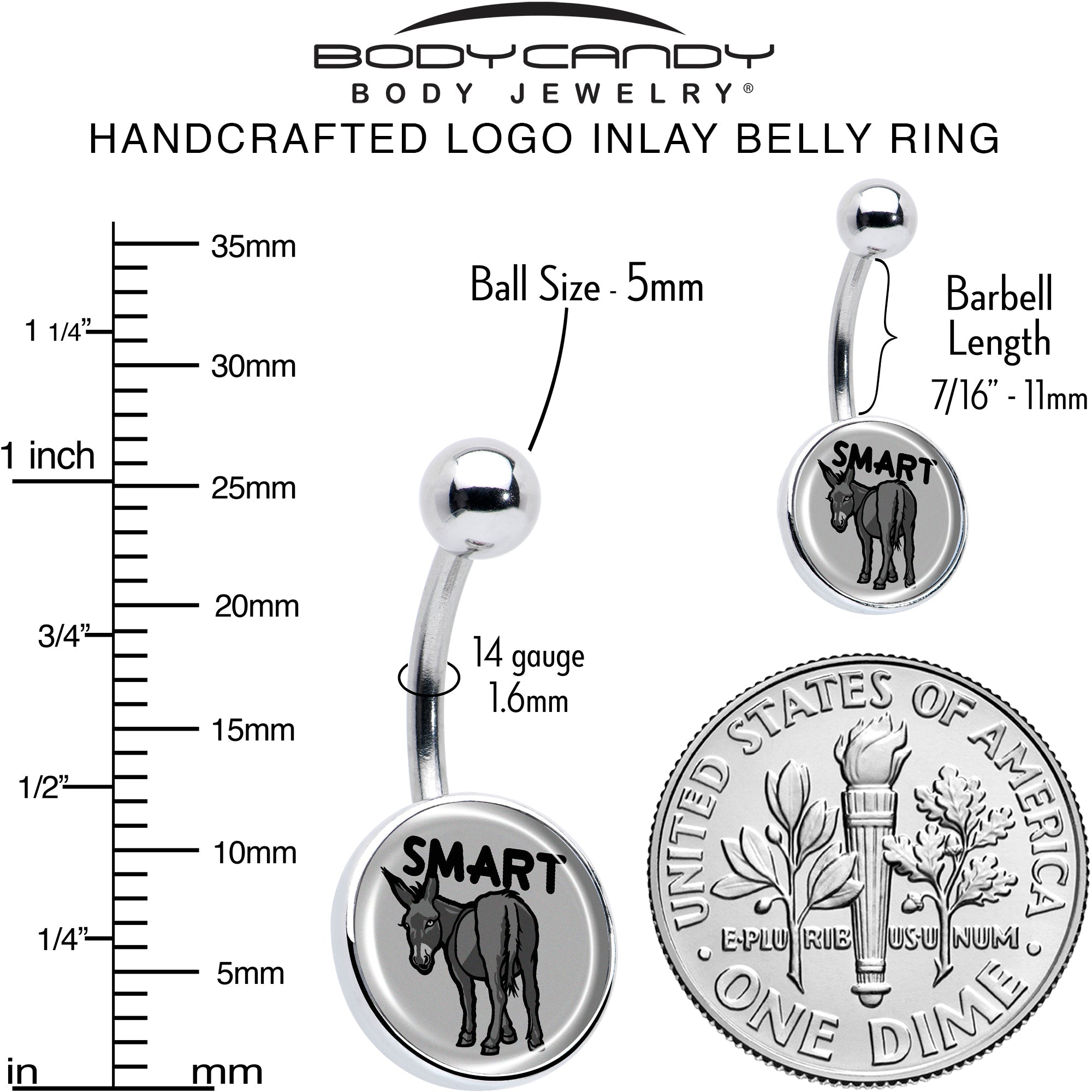 BodyCandy Donkey Smart Ass Belly Ring by Onyx O — alternative angle