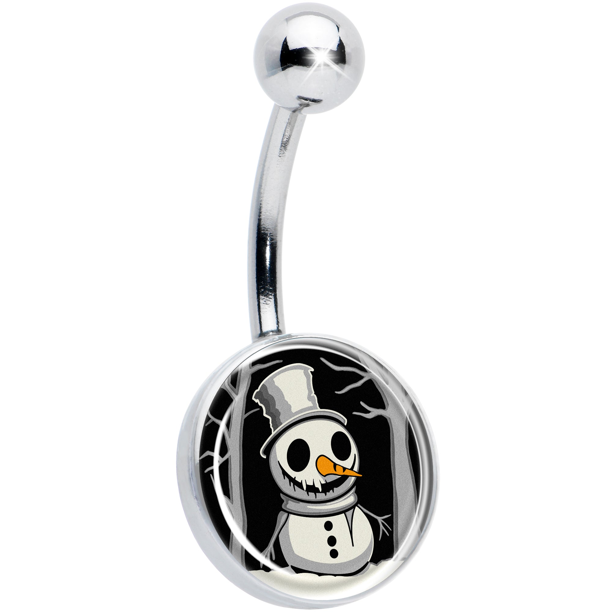 BodyCandy Christmas Holiday Spooky Snowman Belly Ring by Onyx O — main product shot