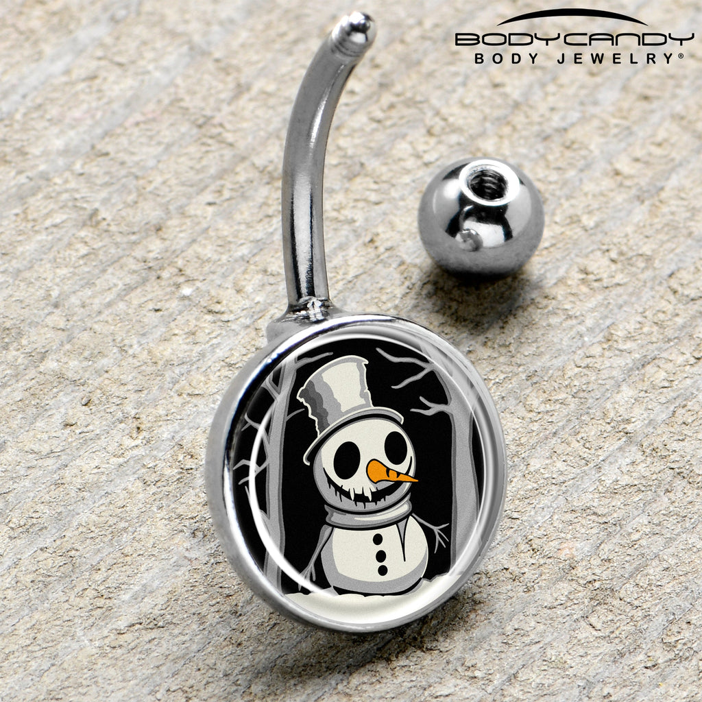BodyCandy Christmas Holiday Spooky Snowman Belly Ring by Onyx O — side view
