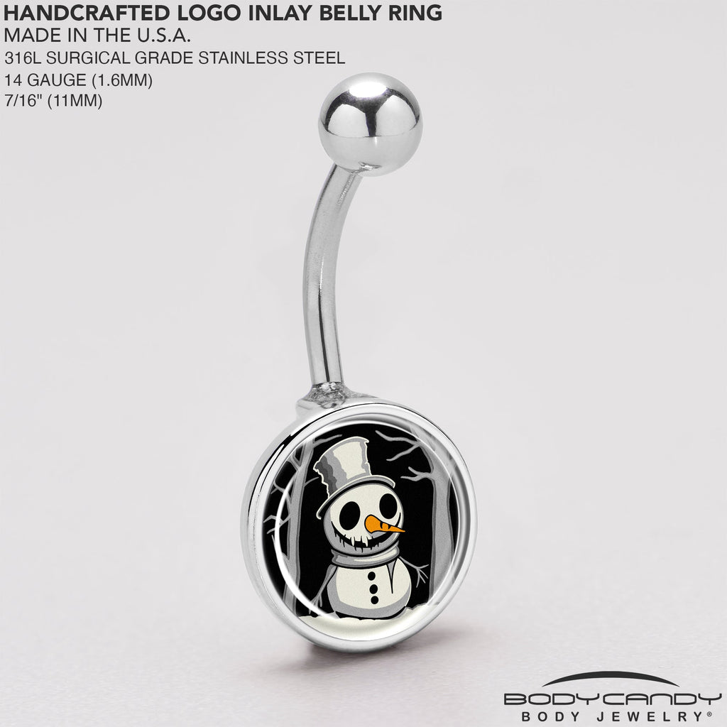 BodyCandy Christmas Holiday Spooky Snowman Belly Ring by Onyx O — back view