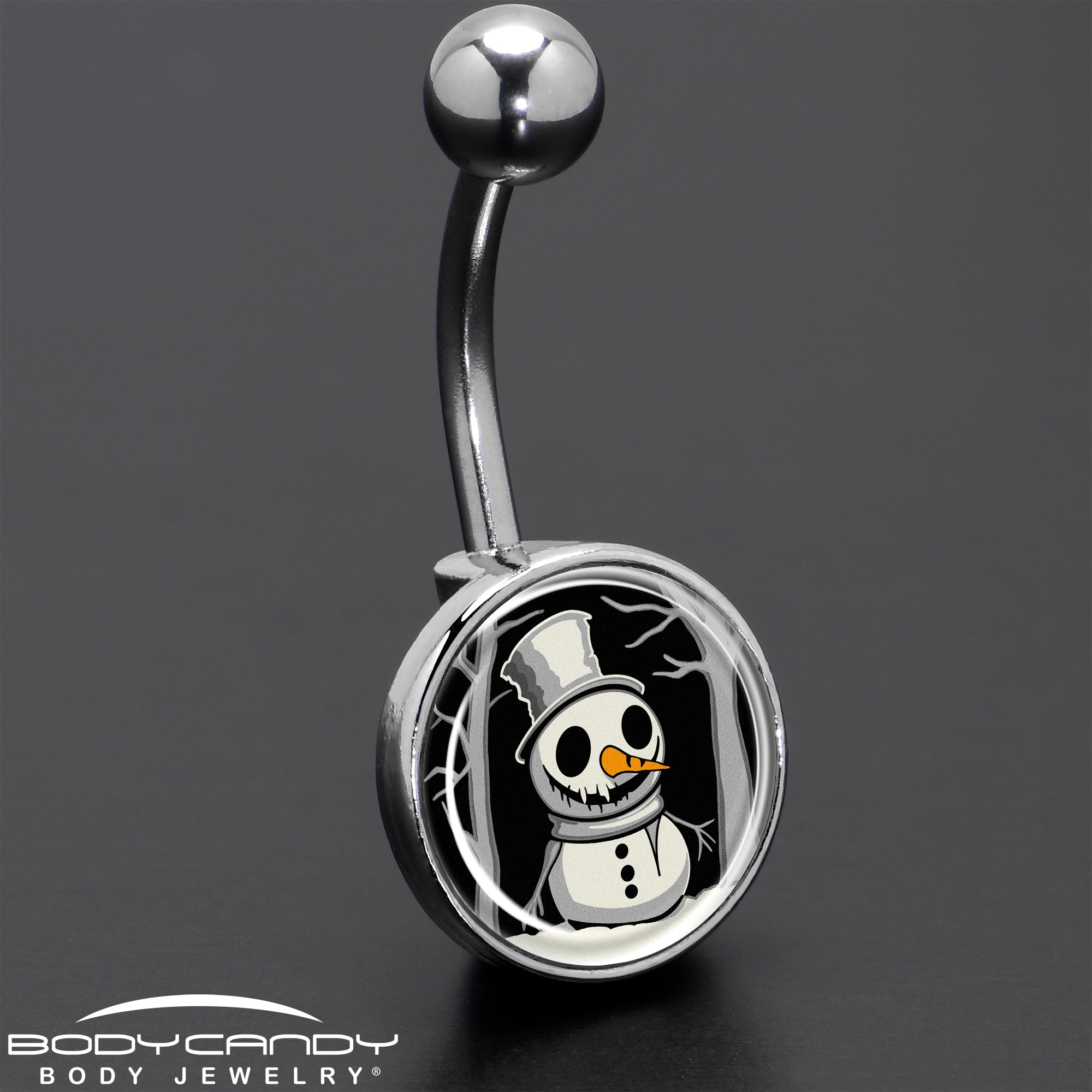 BodyCandy Christmas Holiday Spooky Snowman Belly Ring by Onyx O — size reference